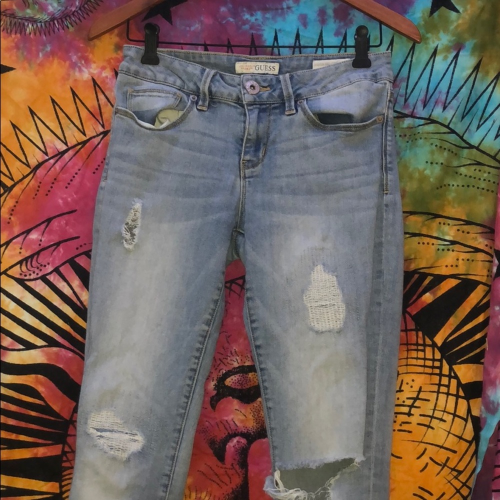 Ripped Light-Wash Skinny Jeans